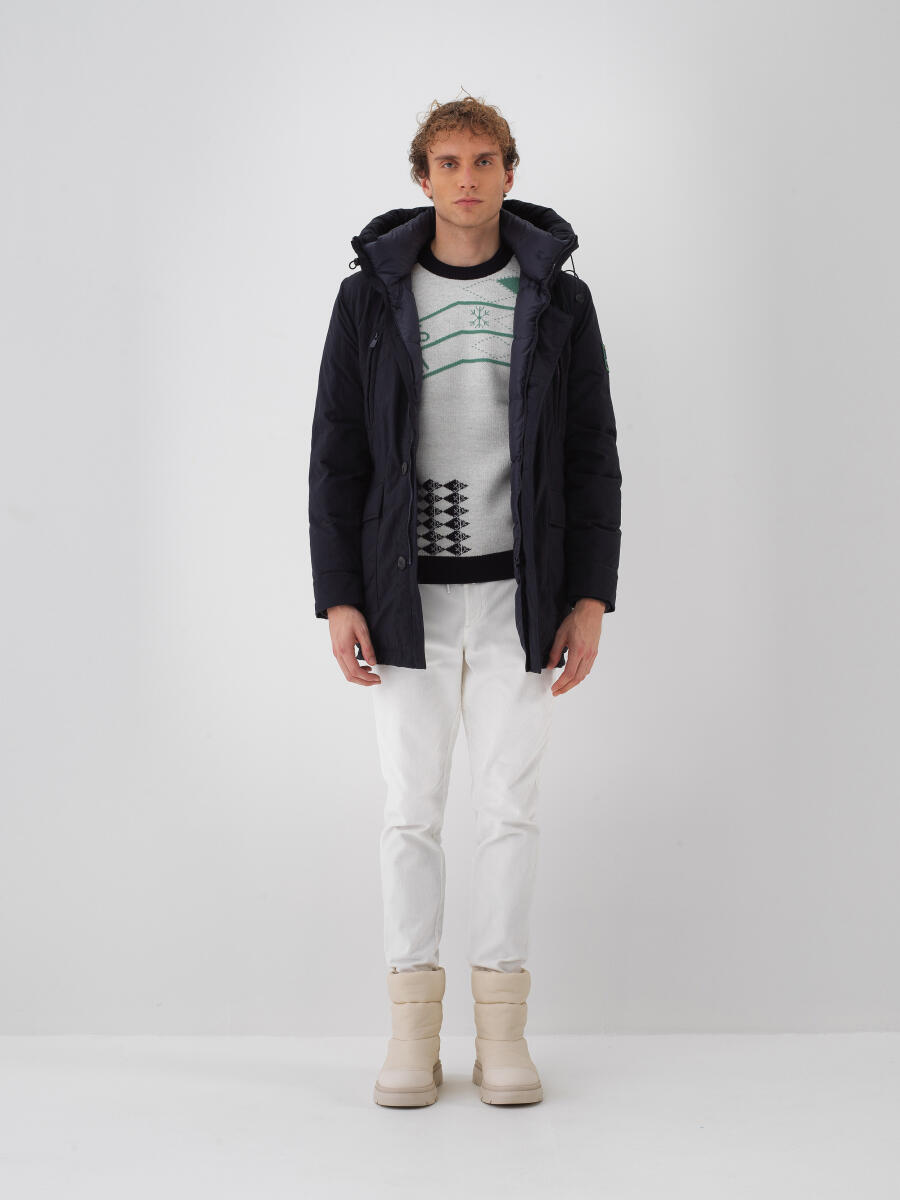 Lacivert Regular Fit Kapüşonlu Mont - 1
