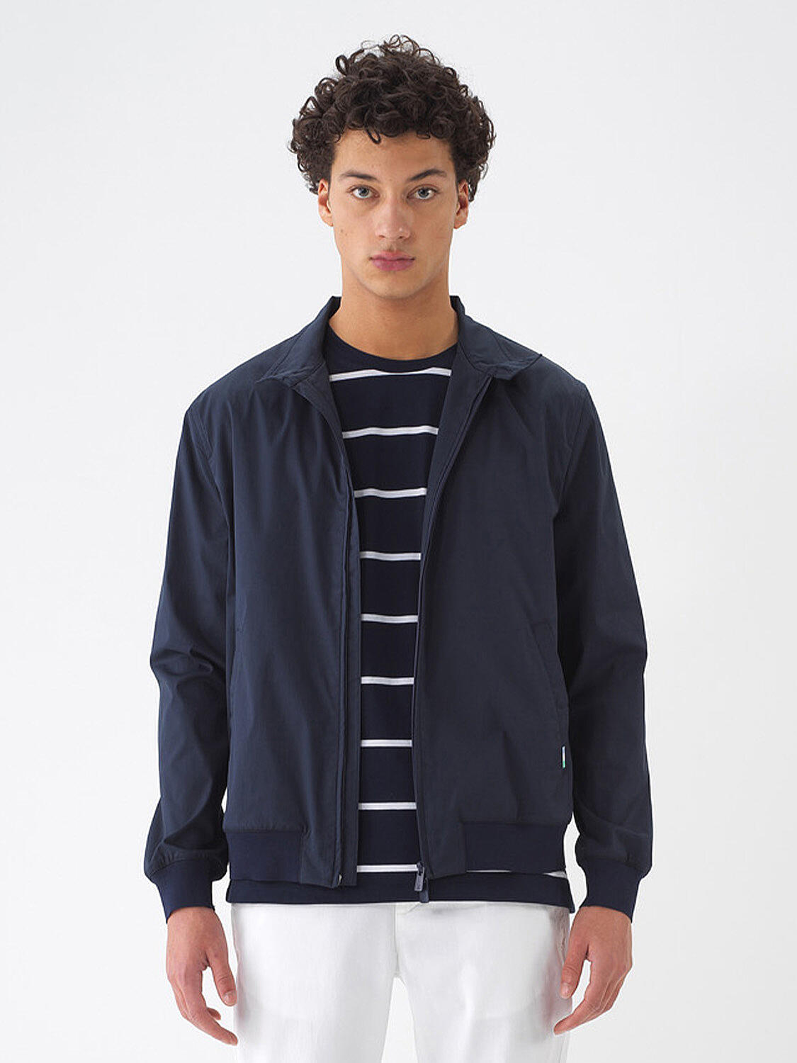 Lacivert Pamuk Dokulu Regular Fit Mont - 1