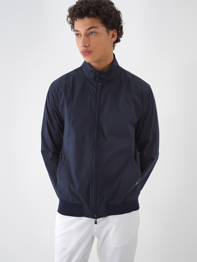 Lacivert Pamuk Dokulu Regular Fit Mont (1)