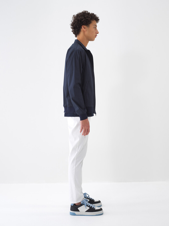 Lacivert Pamuk Dokulu Regular Fit Mont - 4