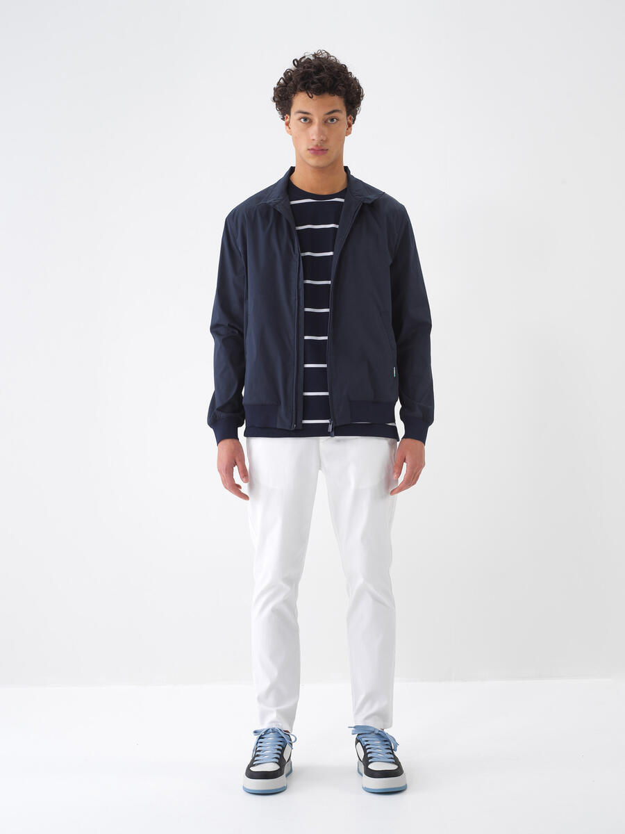 Lacivert Pamuk Dokulu Regular Fit Mont - 2