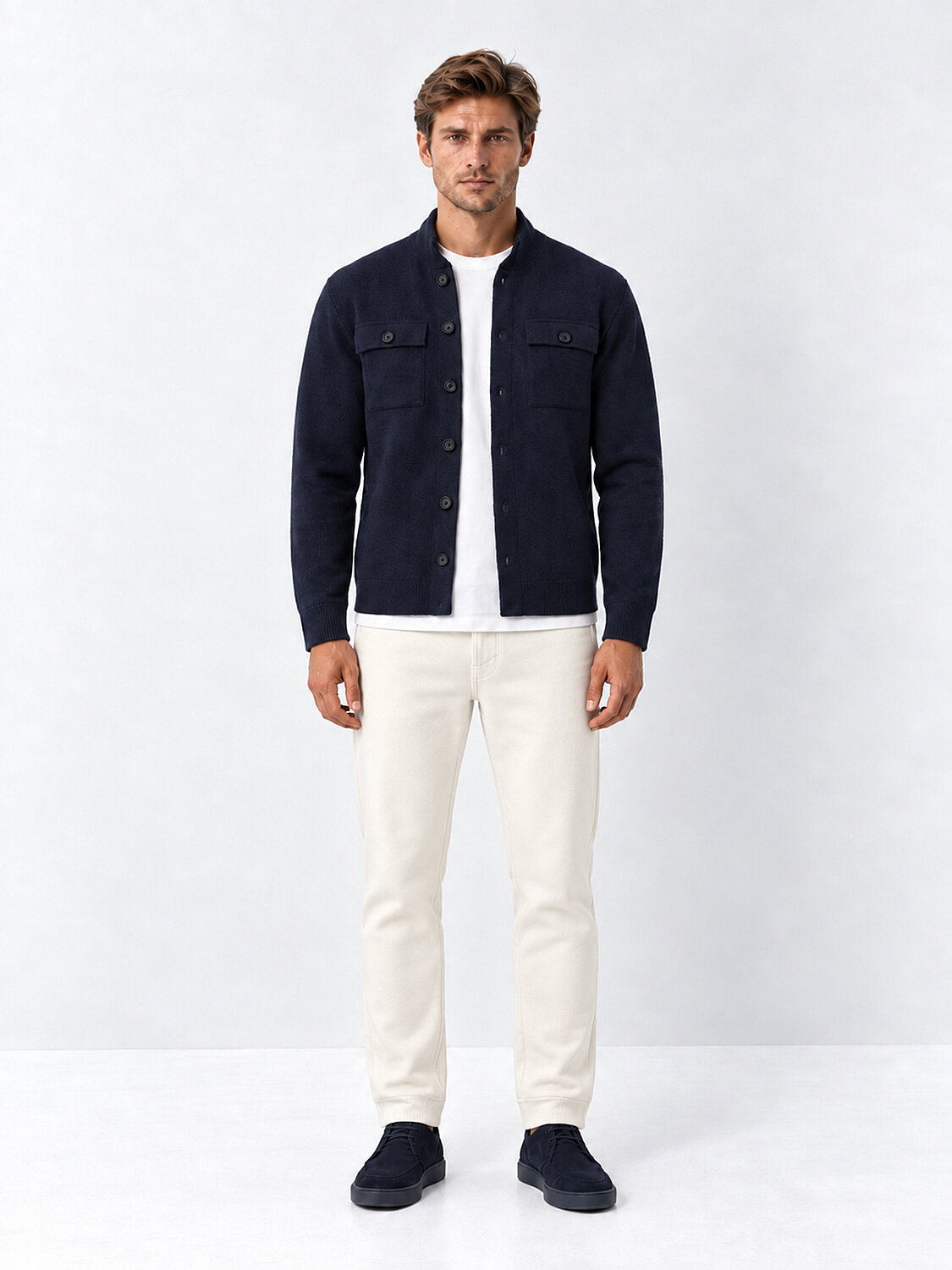 Lacivert Regular Fit Polo Yaka Pamuklu Hırka - 2