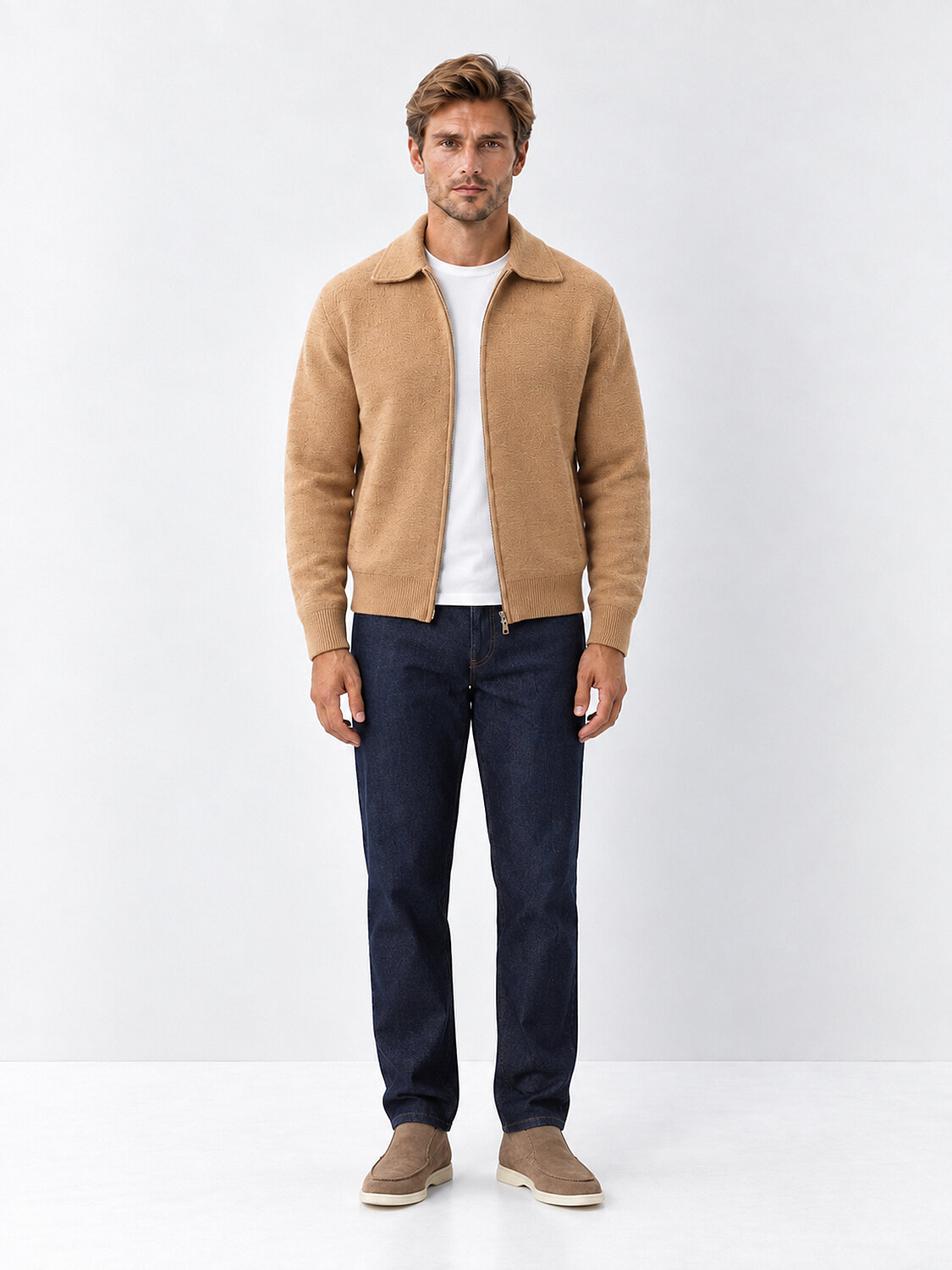 Camel Regular Fit Polo Yaka Hırka - 2