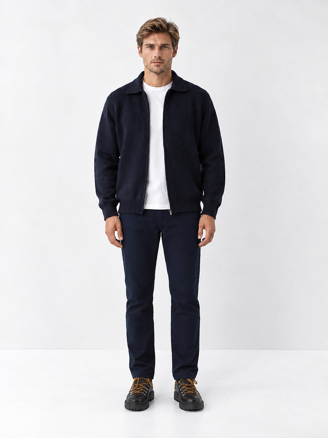 Lacivert Regular Fit Polo Yaka Hırka - 2