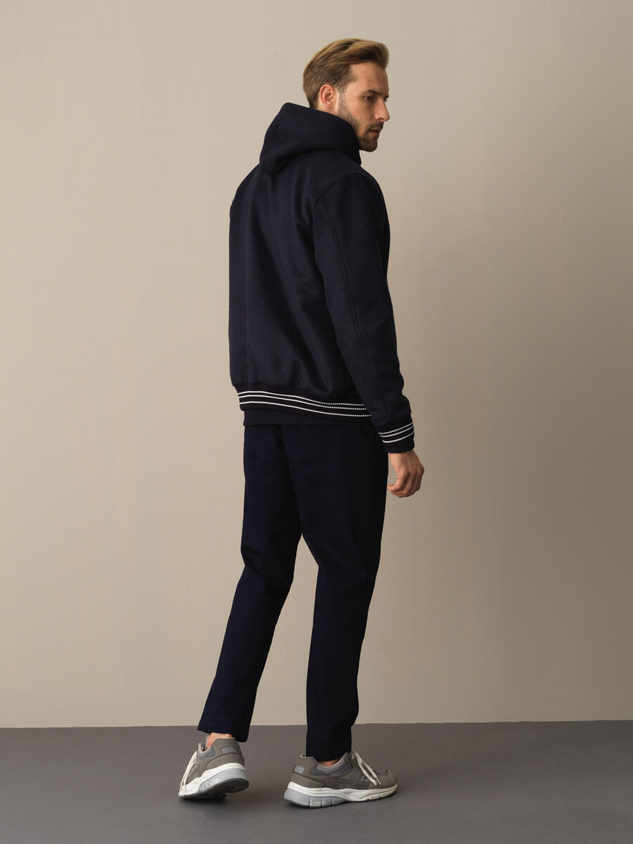 Lacivert Yumuşak Dokulu Regular Fit Bomber Mont - 5