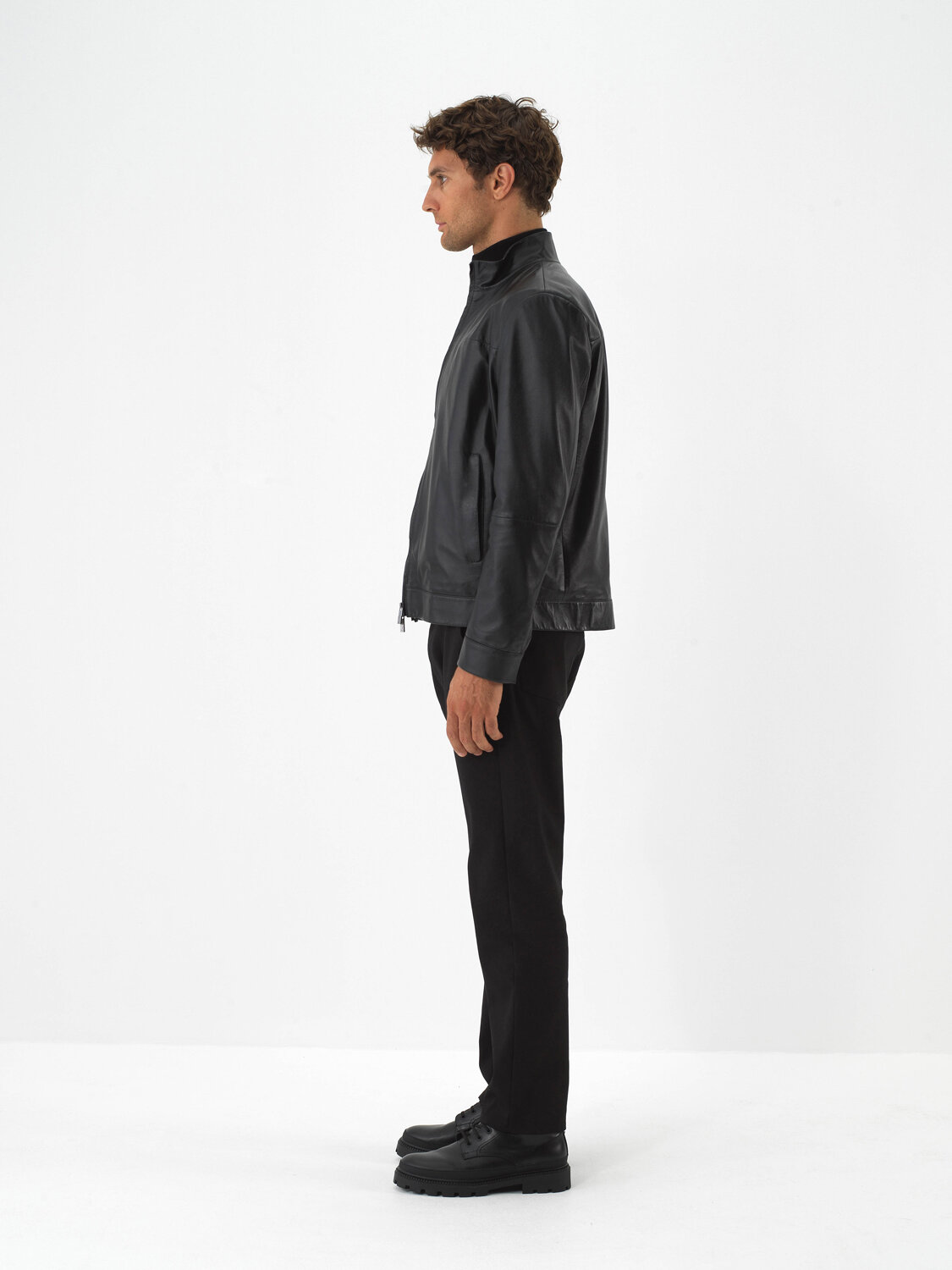 Siyah Gerçek Deri Regular Fit Mont - Xint