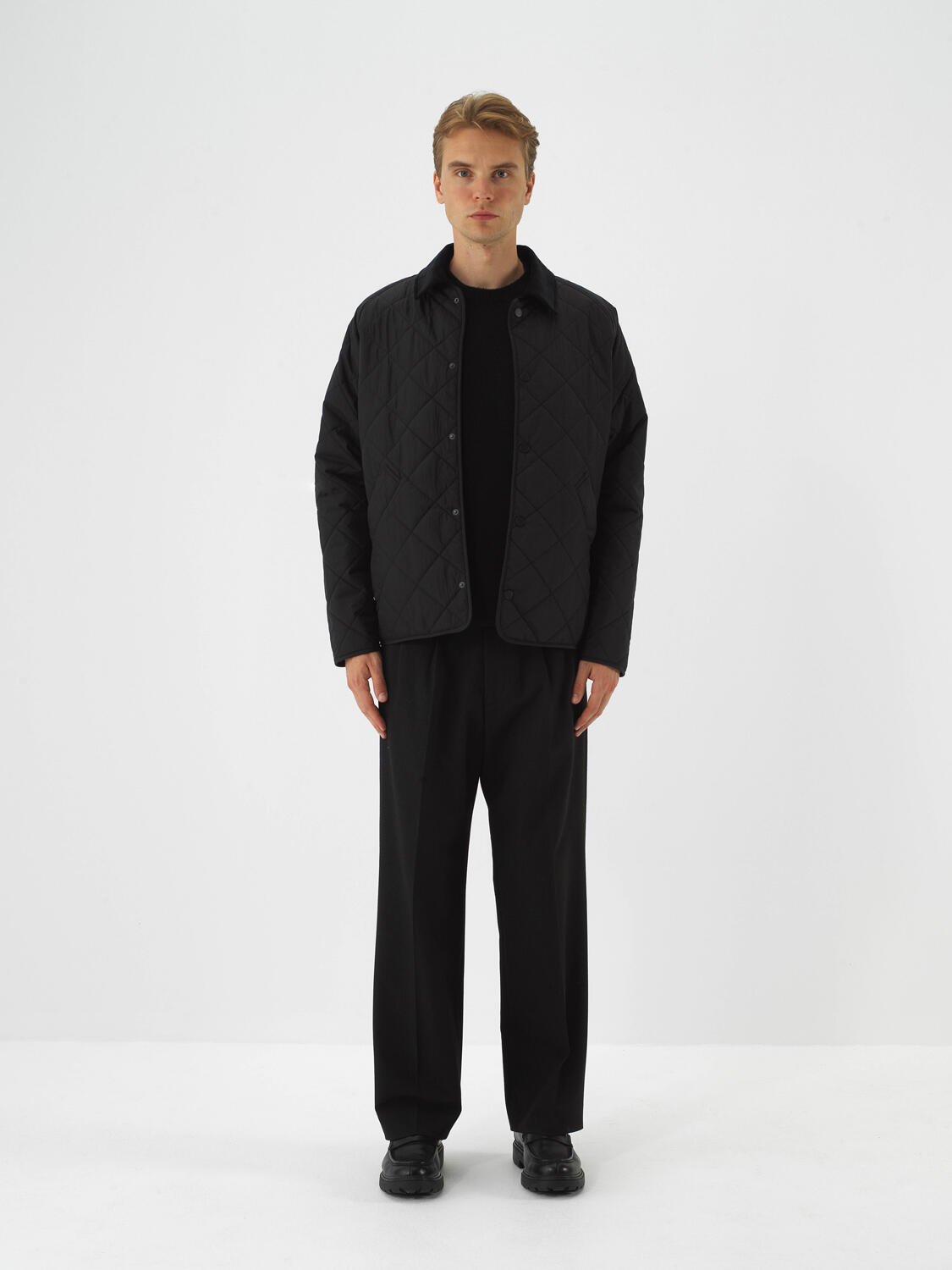 Siyah Kapitone Dokulu Regular Fit Mont