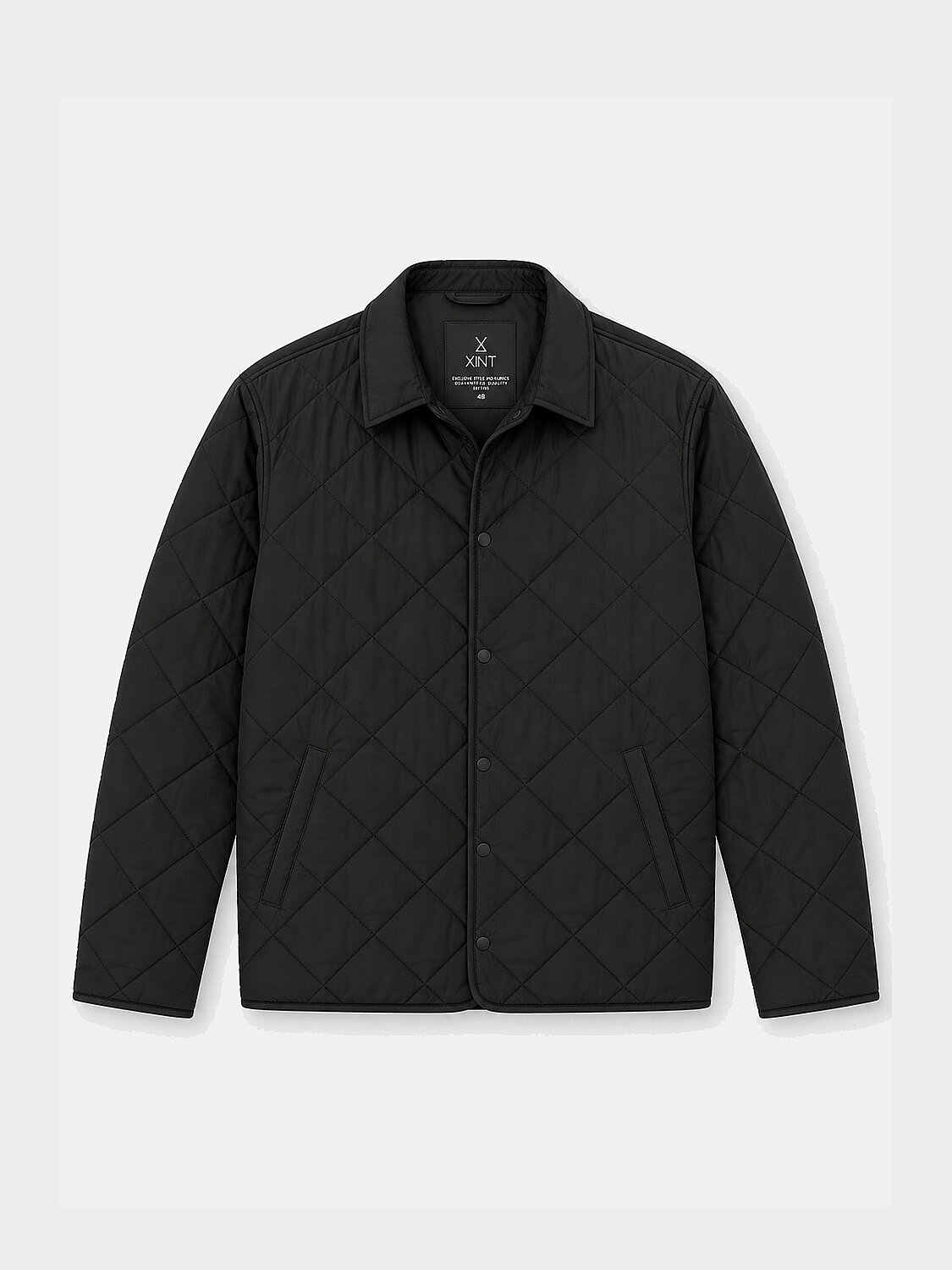 Siyah Regular Fit Polo Yaka Kapitone Mont