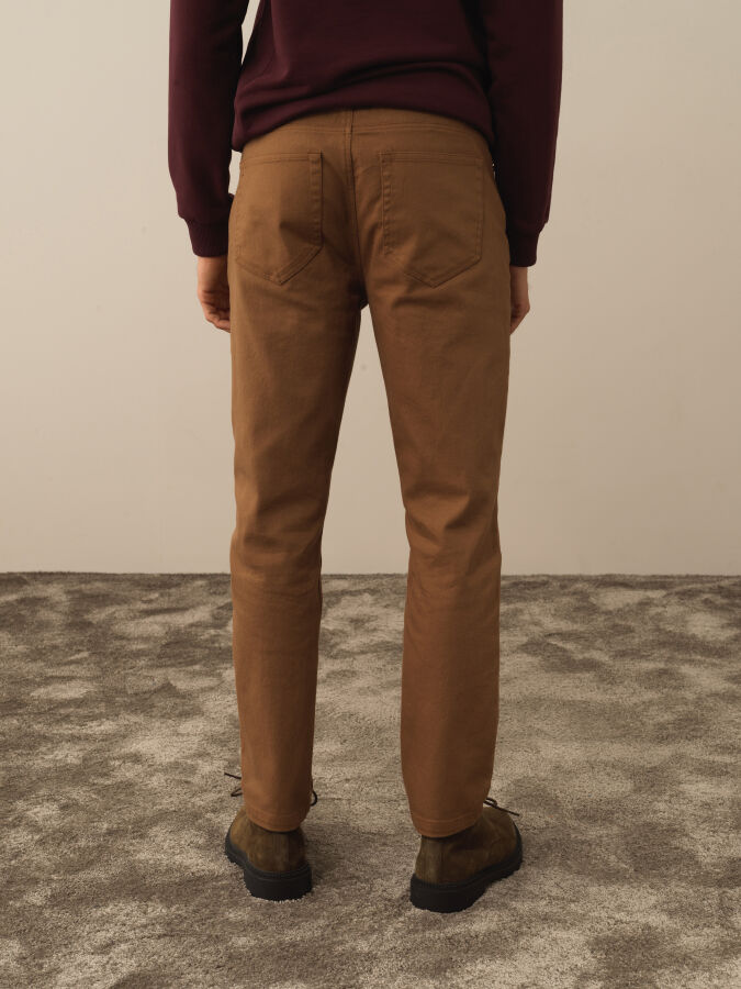 Camel Pamuk Dokulu Slim Fit Pantolon - Xint