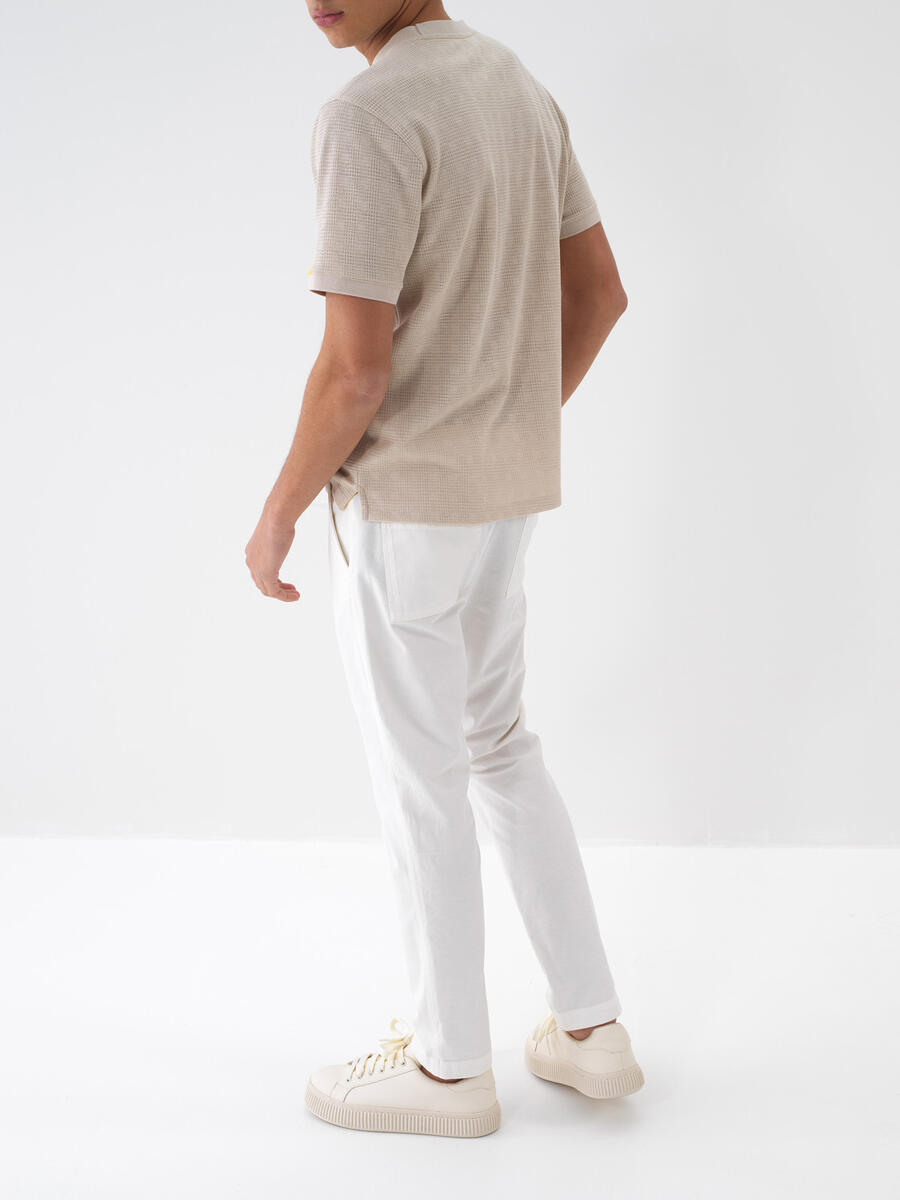 Ekru Keten Karışımlı Regular Fit Pantolon (5)