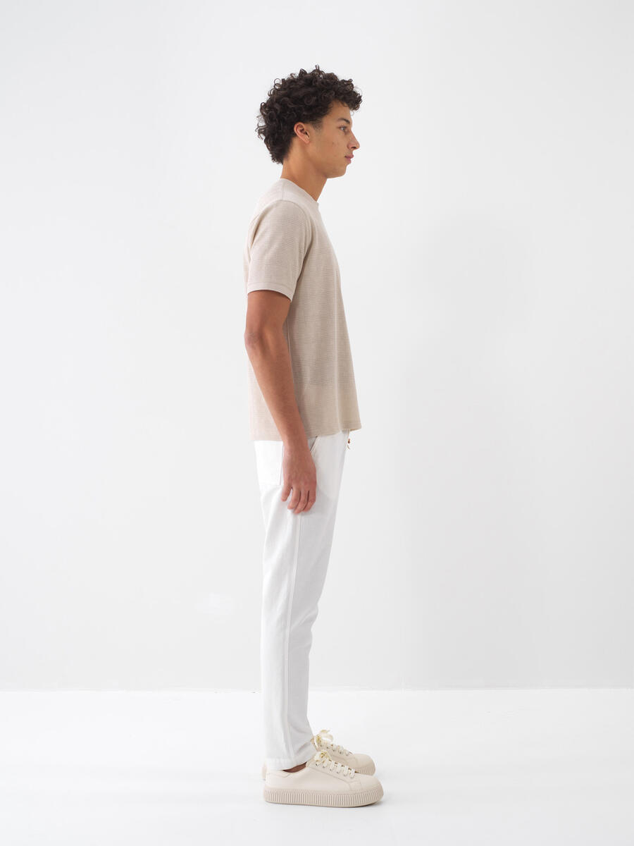 Ekru Keten Karışımlı Regular Fit Pantolon (3)
