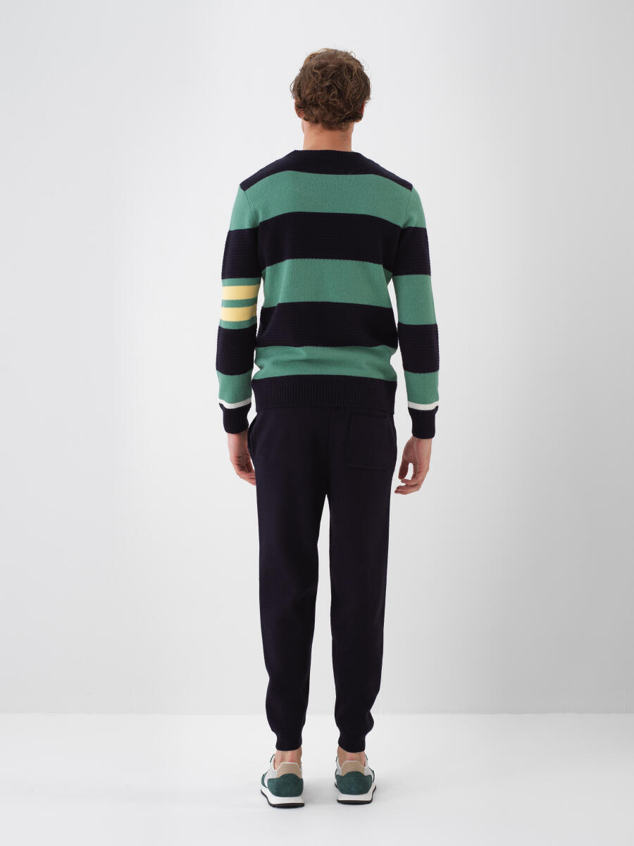 Lacivert Doğal Yün Dokulu Regular Fit Pantolon - 4