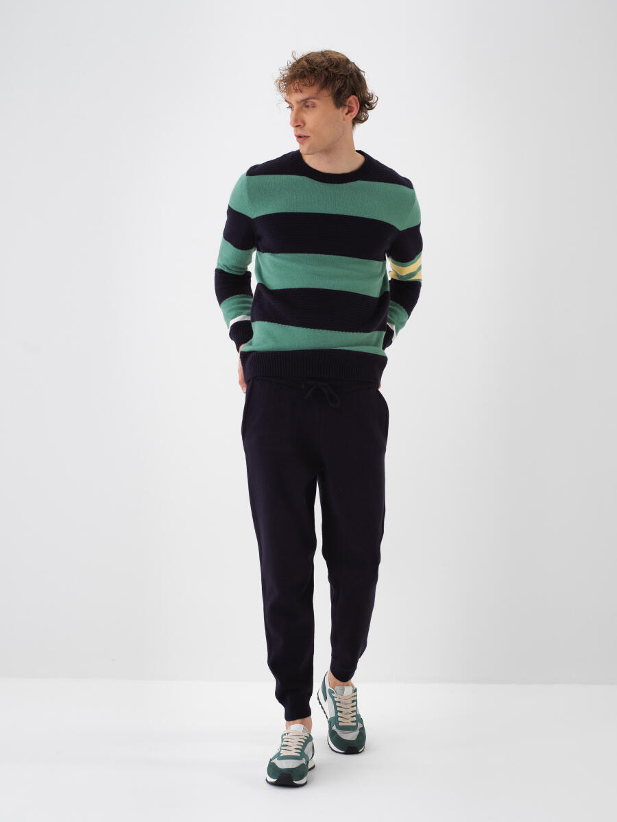 Lacivert Doğal Yün Dokulu Regular Fit Pantolon - 2