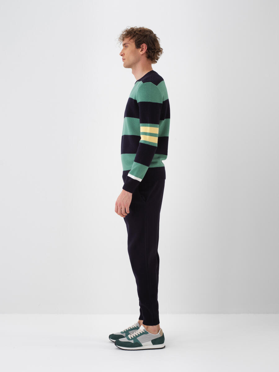 Lacivert Doğal Yün Dokulu Regular Fit Pantolon - 3