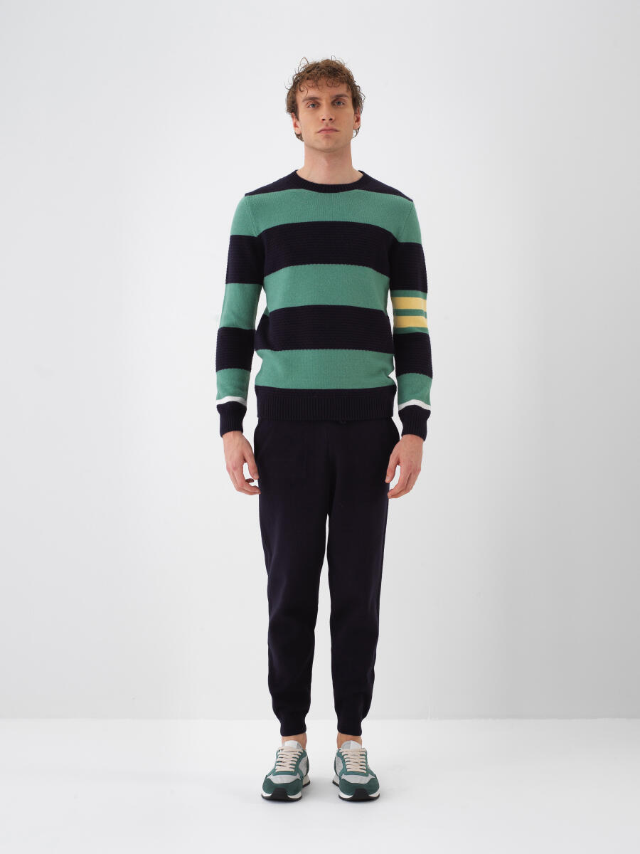 Lacivert Doğal Yün Dokulu Regular Fit Pantolon