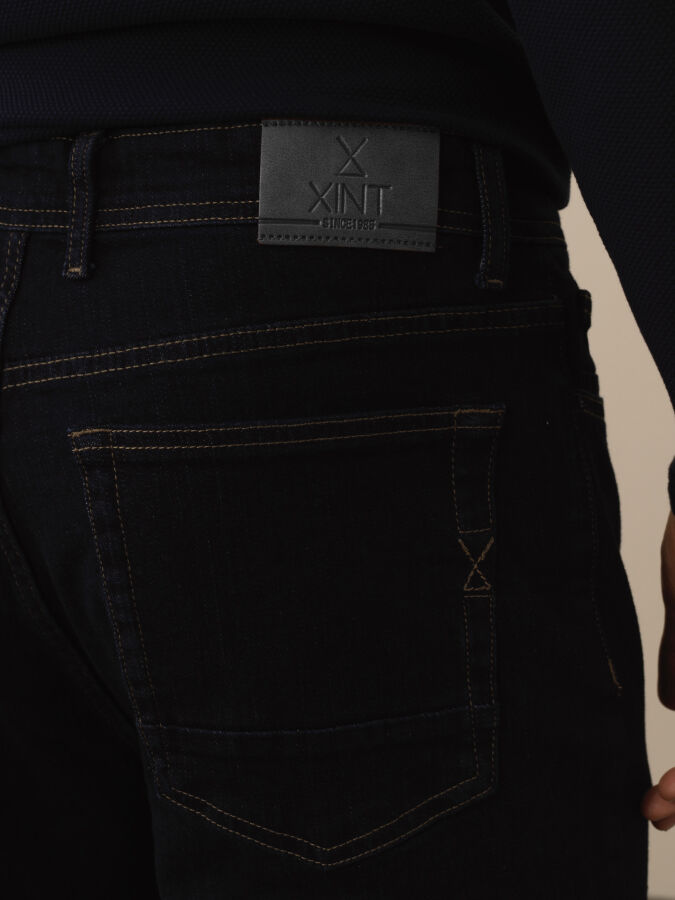 Lacivert Slim Fit Pamuklu Denim Pantolon - 4
