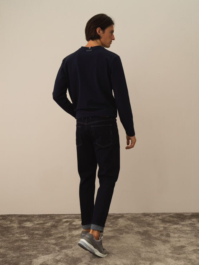 Lacivert Slim Fit Pamuklu Denim Pantolon - 6