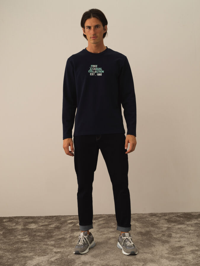 Lacivert Slim Fit Pamuklu Denim Pantolon (1)