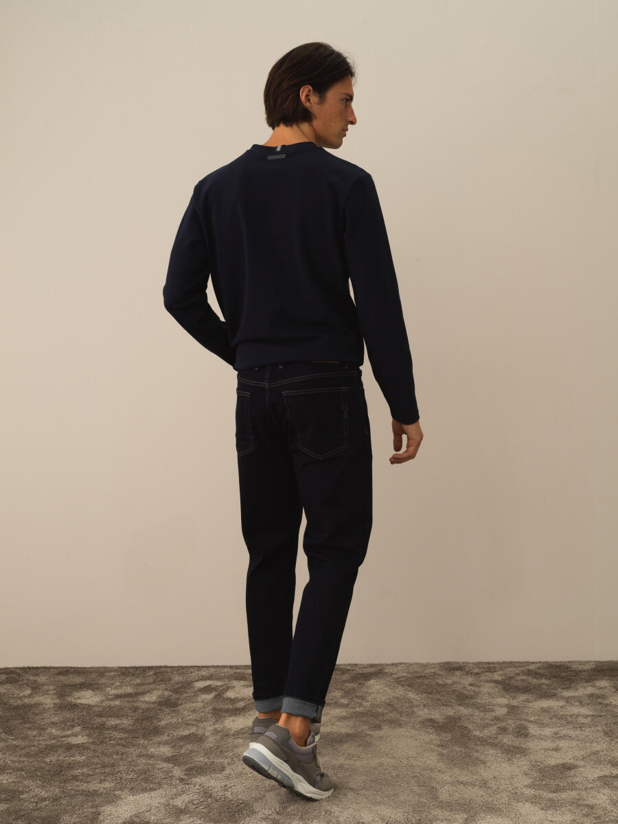 Lacivert Pamuk Dokulu Slim Fit Pantolon - 4