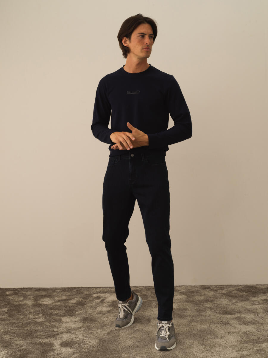 Lacivert Slim Fit Pamuklu Denim Pantolon - 2
