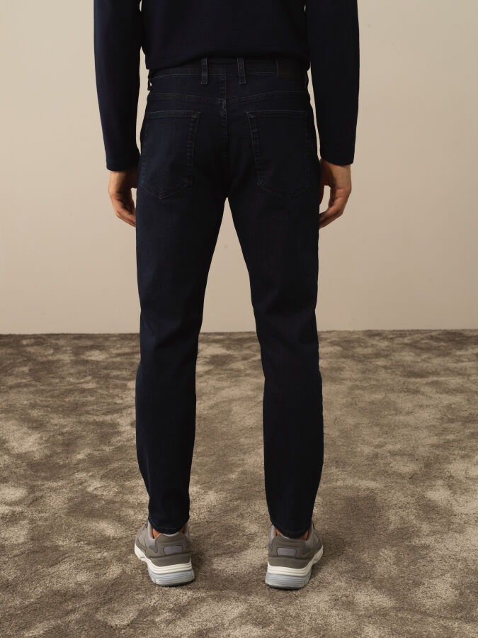 Lacivert Slim Fit Pamuklu Denim Pantolon - 3