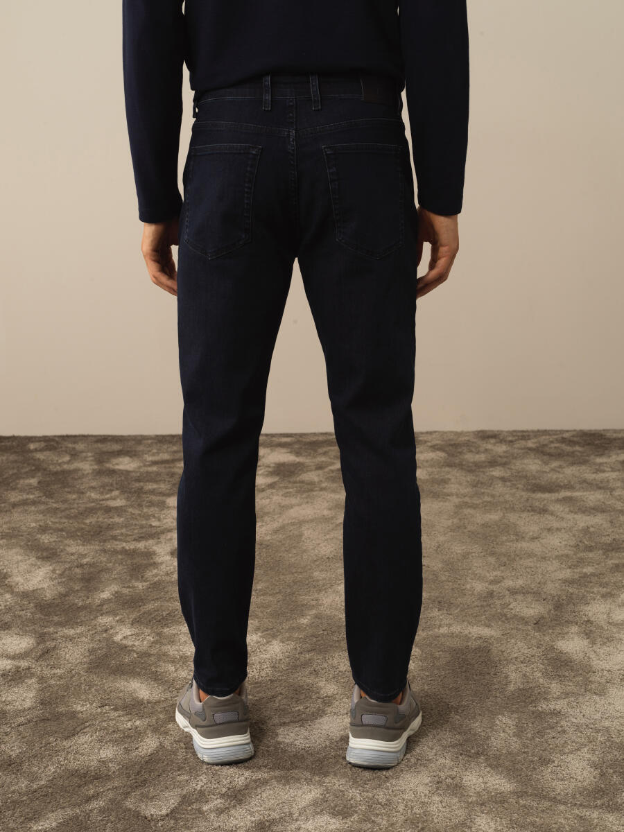 Lacivert Slim Fit Pamuklu Denim Pantolon - 3