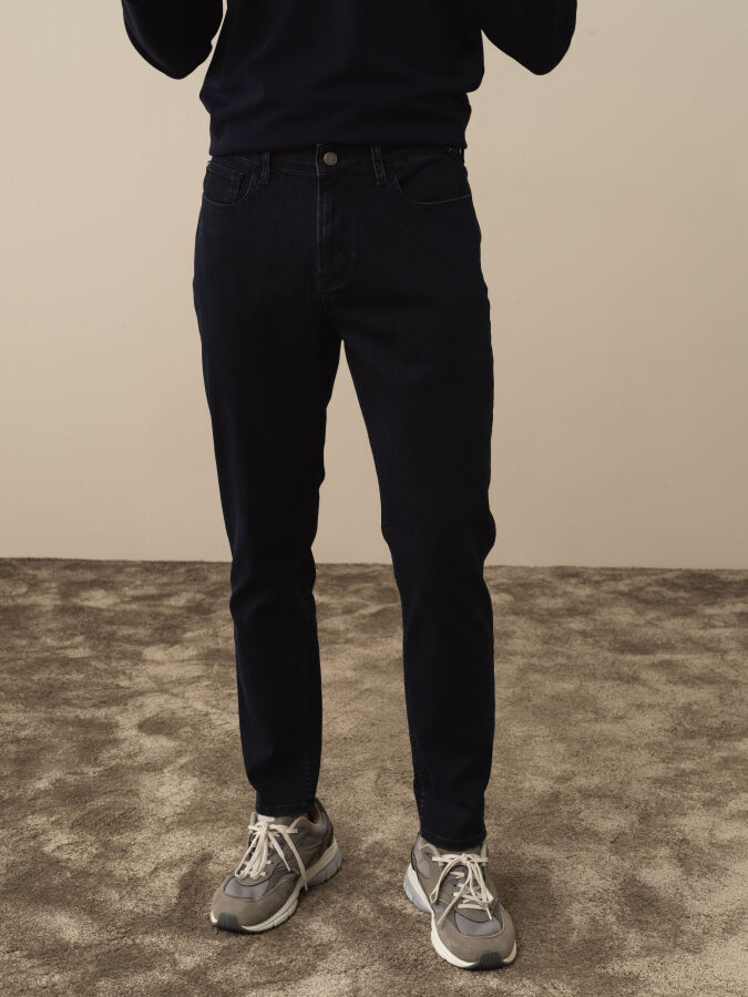 Lacivert Slim Fit Pamuklu Denim Pantolon