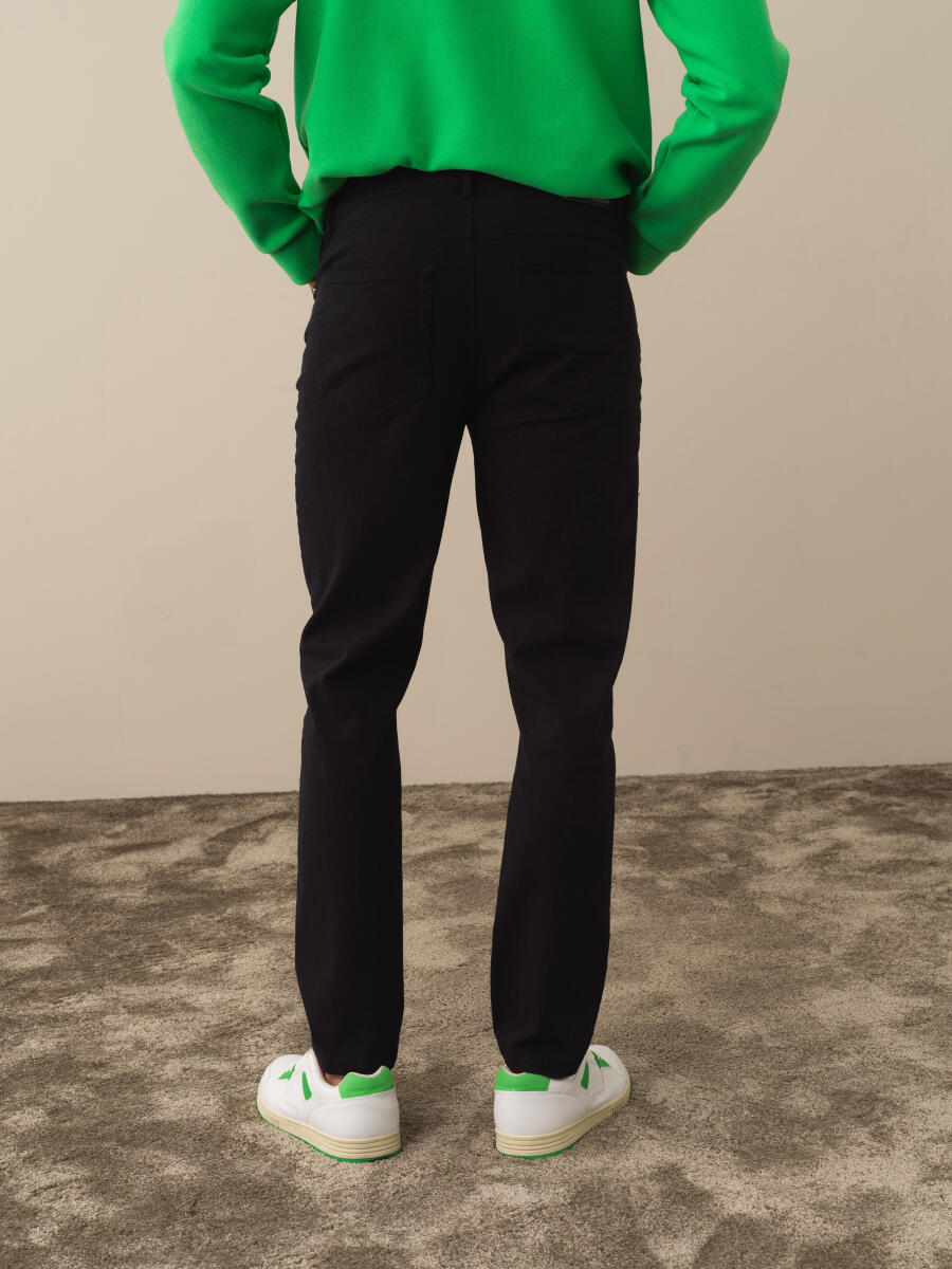 Lacivert Pamuk Dokulu Slim Fit Pantolon - 4