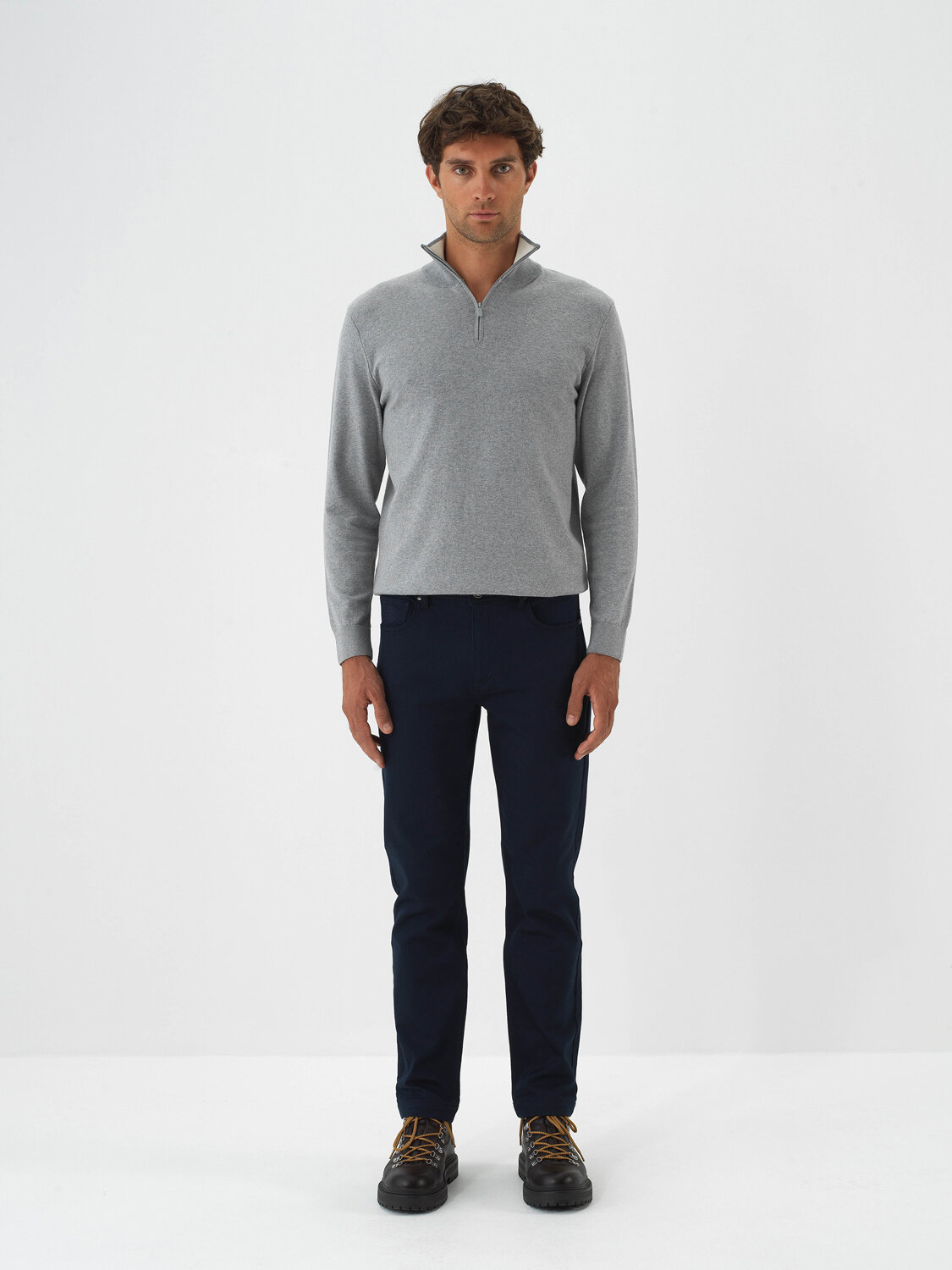 Lacivert Pamuk Dokulu Slim Fit Pantolon - Xint