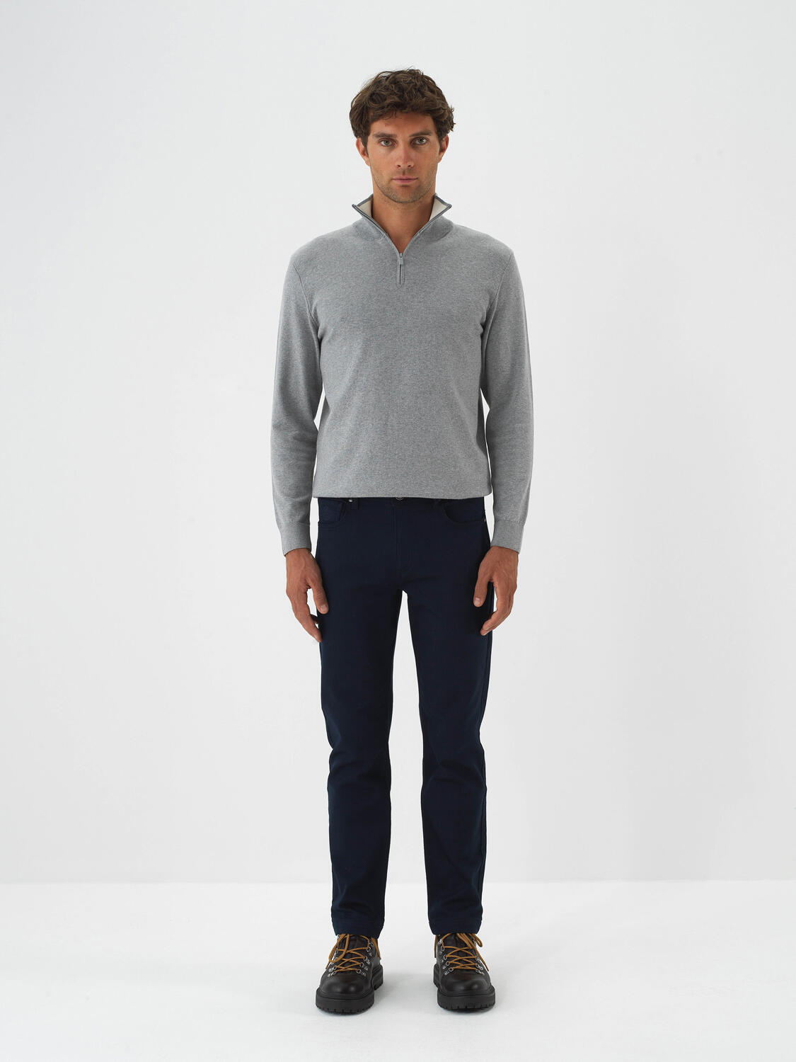 Lacivert Pamuk Dokulu Slim Fit Pantolon - 5