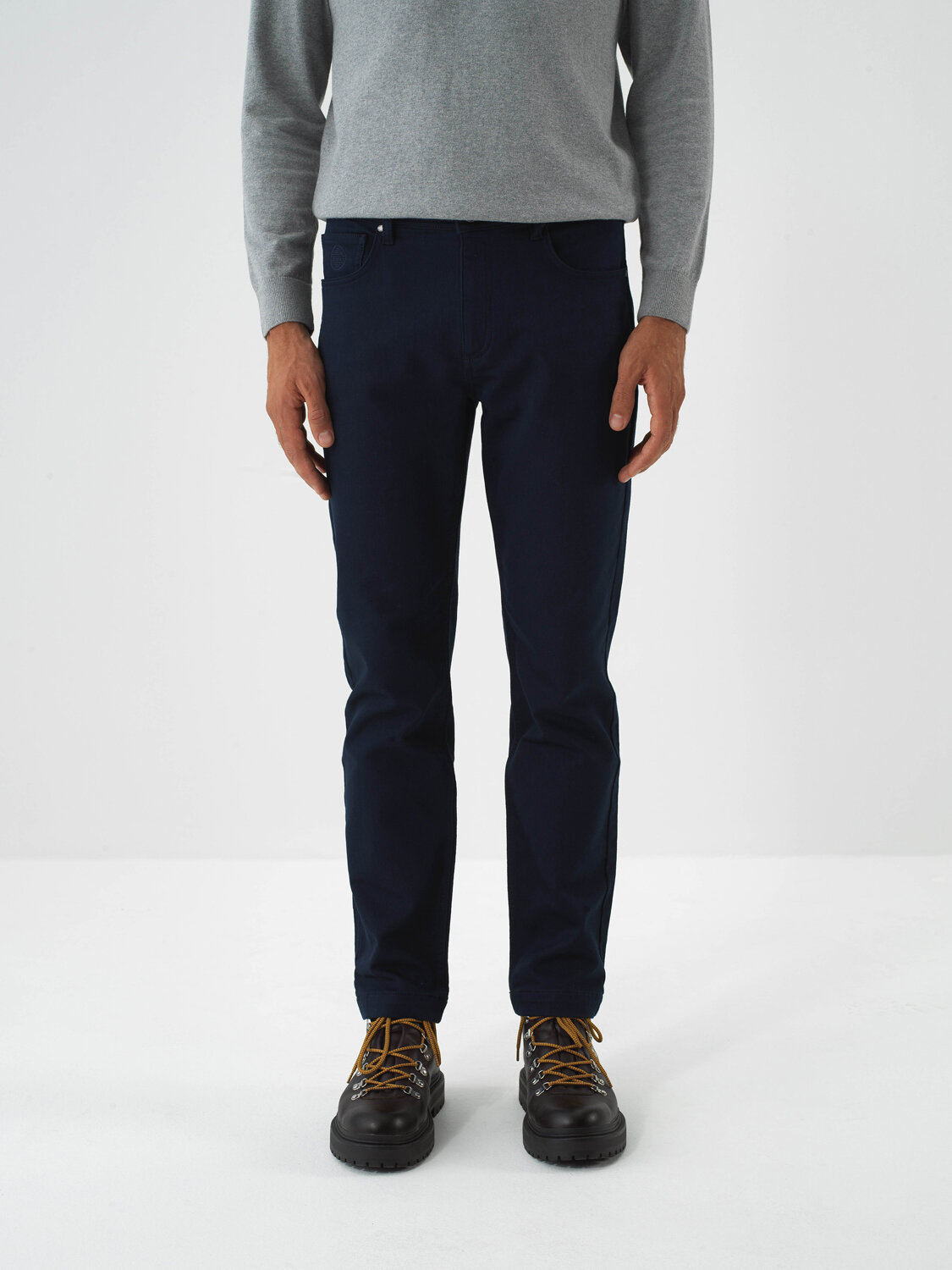 Lacivert Pamuk Dokulu Slim Fit Pantolon - Xint