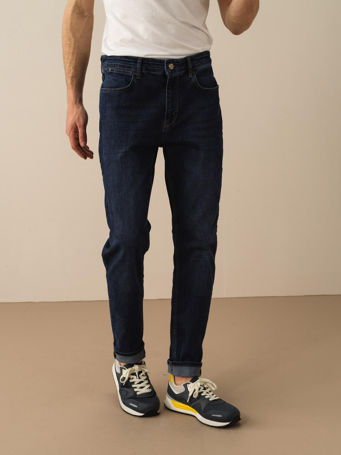 Lacivert Pamuk Dokulu Slim Fit Pantolon