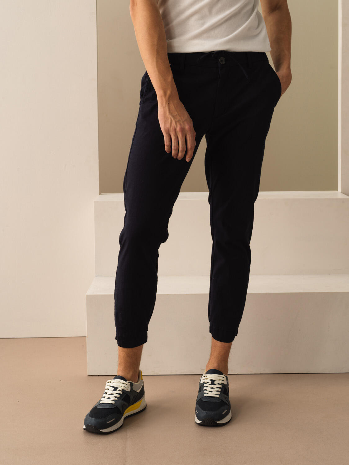 Lacivert Pamuk Dokulu Slim Fit Pantolon