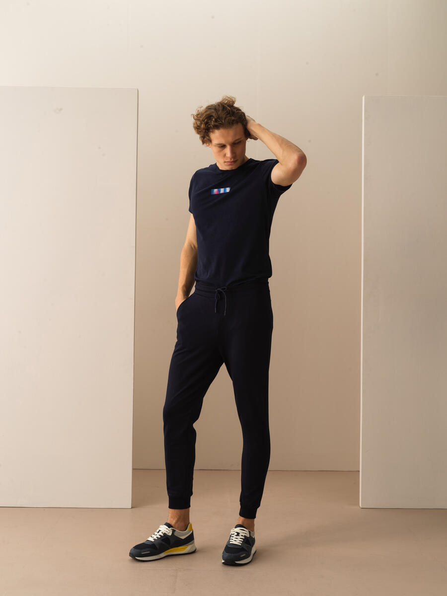 Lacivert Pamuk Dokulu Slim Fit Pantolon - 2