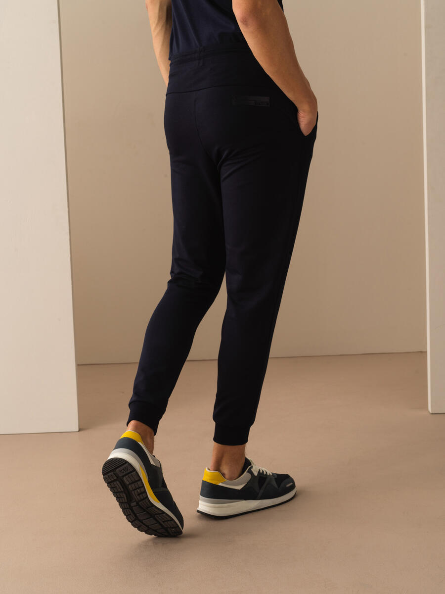 Lacivert Pamuk Dokulu Slim Fit Pantolon - 3