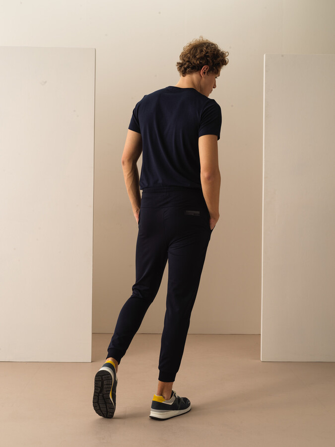 Lacivert Pamuk Dokulu Slim Fit Pantolon - 4