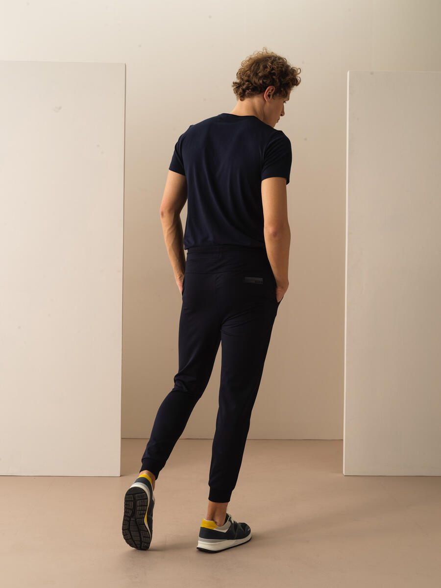 Lacivert Pamuk Dokulu Slim Fit Pantolon - 4