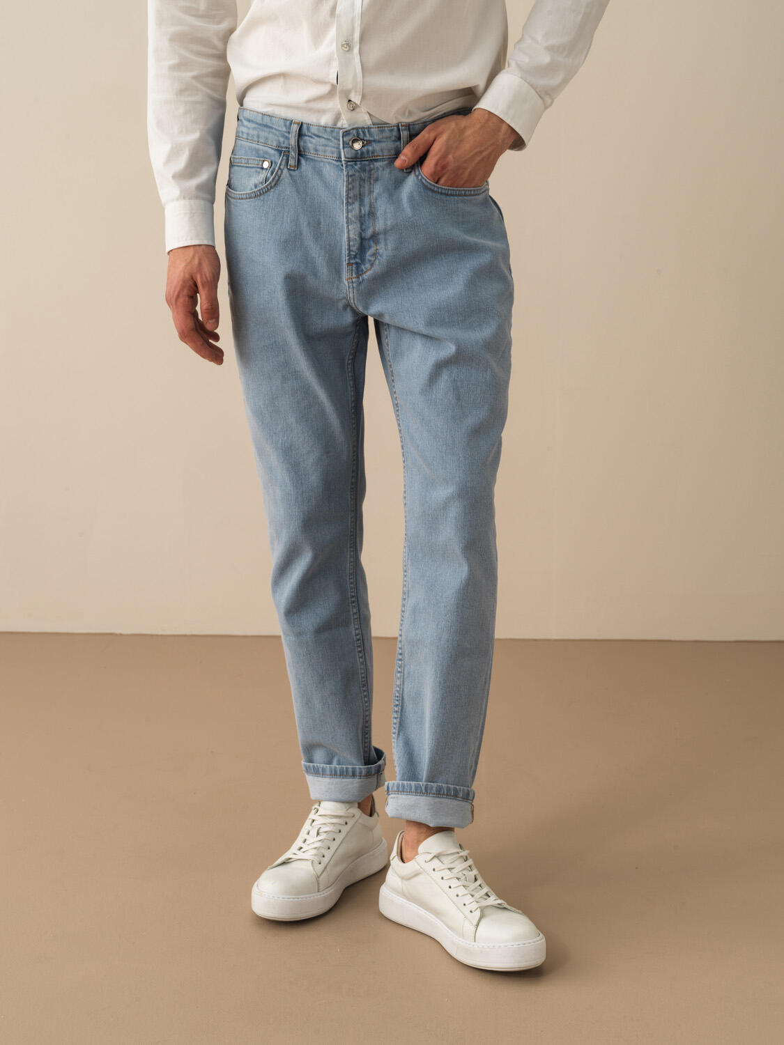 Mavi Pamuk Dokulu Slim Fit Pantolon