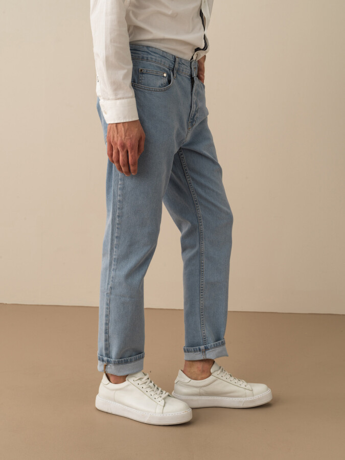 Mavi Pamuk Dokulu Slim Fit Pantolon (3)