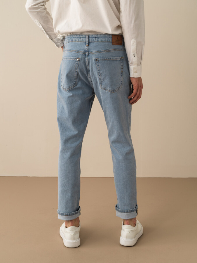 Mavi Pamuk Dokulu Slim Fit Pantolon (4)