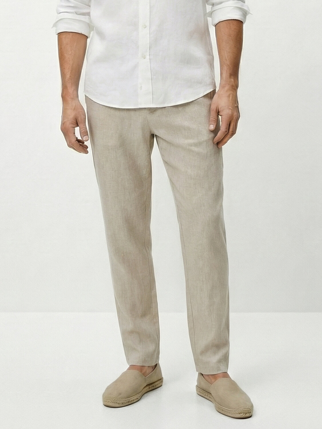 Naturel %100 Keten Regular Fit Pantolon