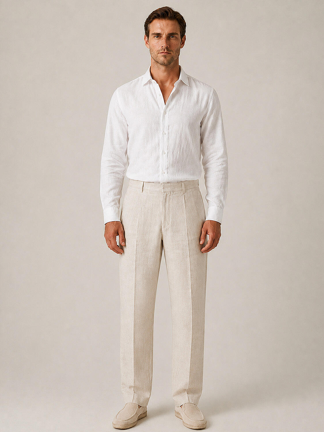Naturel %100 Keten Regular Fit Pantolon - 2