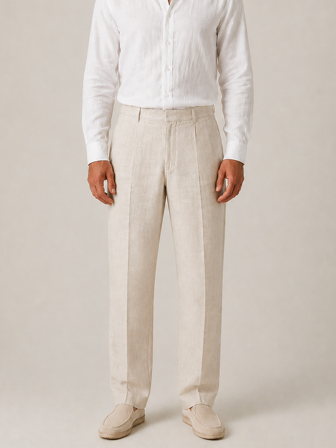 Naturel %100 Keten Regular Fit Pantolon