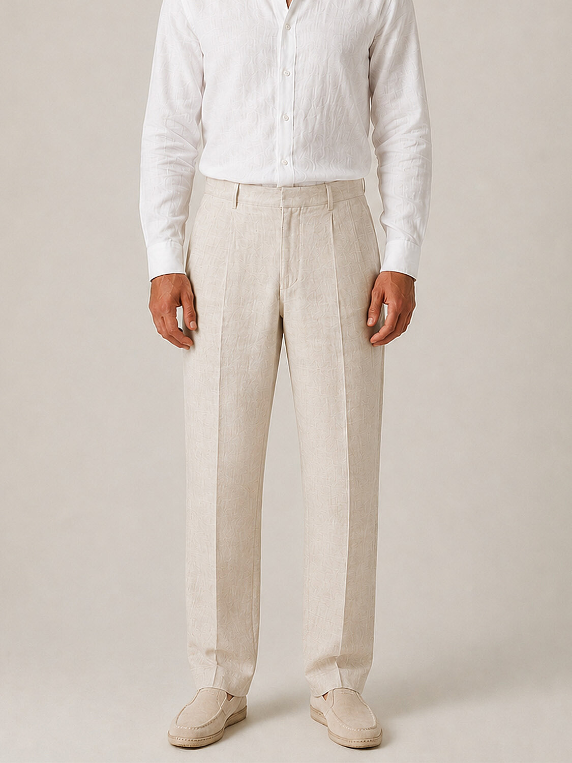 Naturel %100 Keten Regular Fit Pantolon
