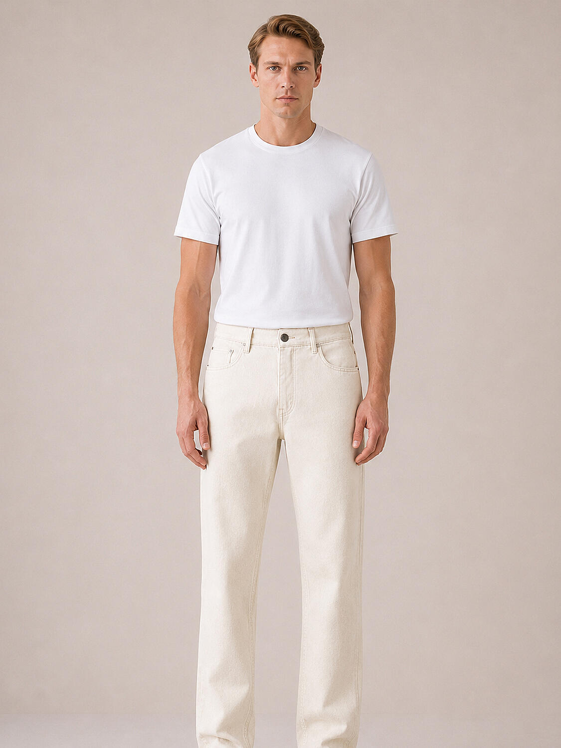 Naturel Keten Karışımlı Regular Fit Pantolon - 2