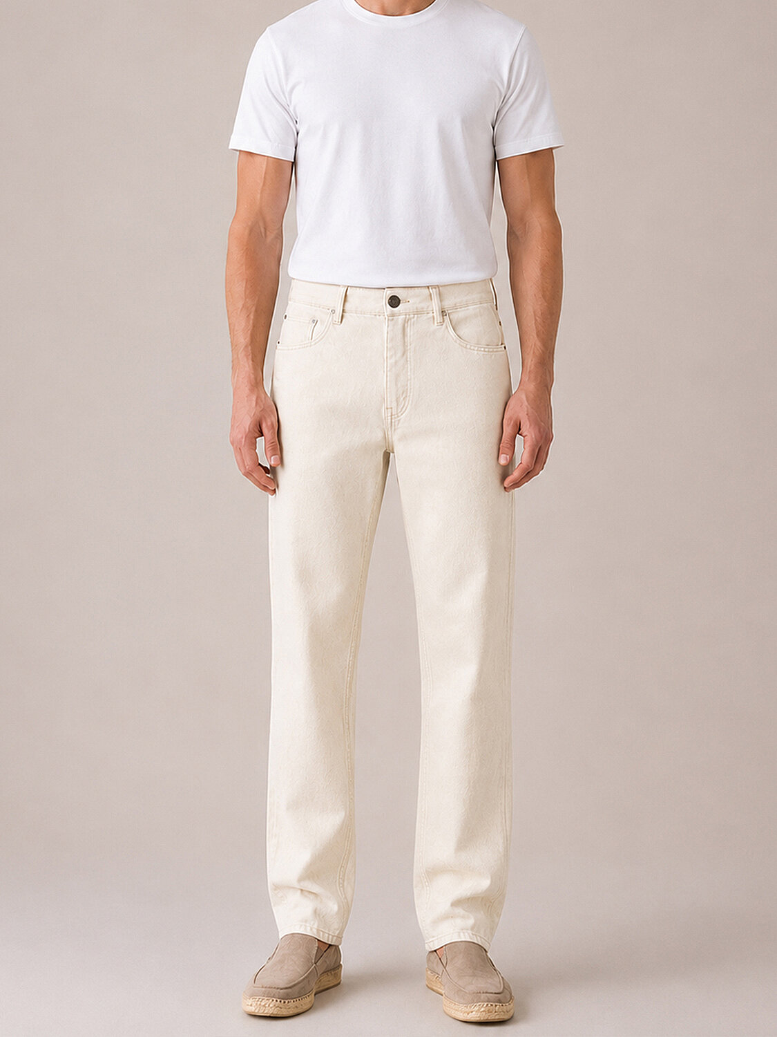 Naturel Keten Karışımlı Regular Fit Pantolon