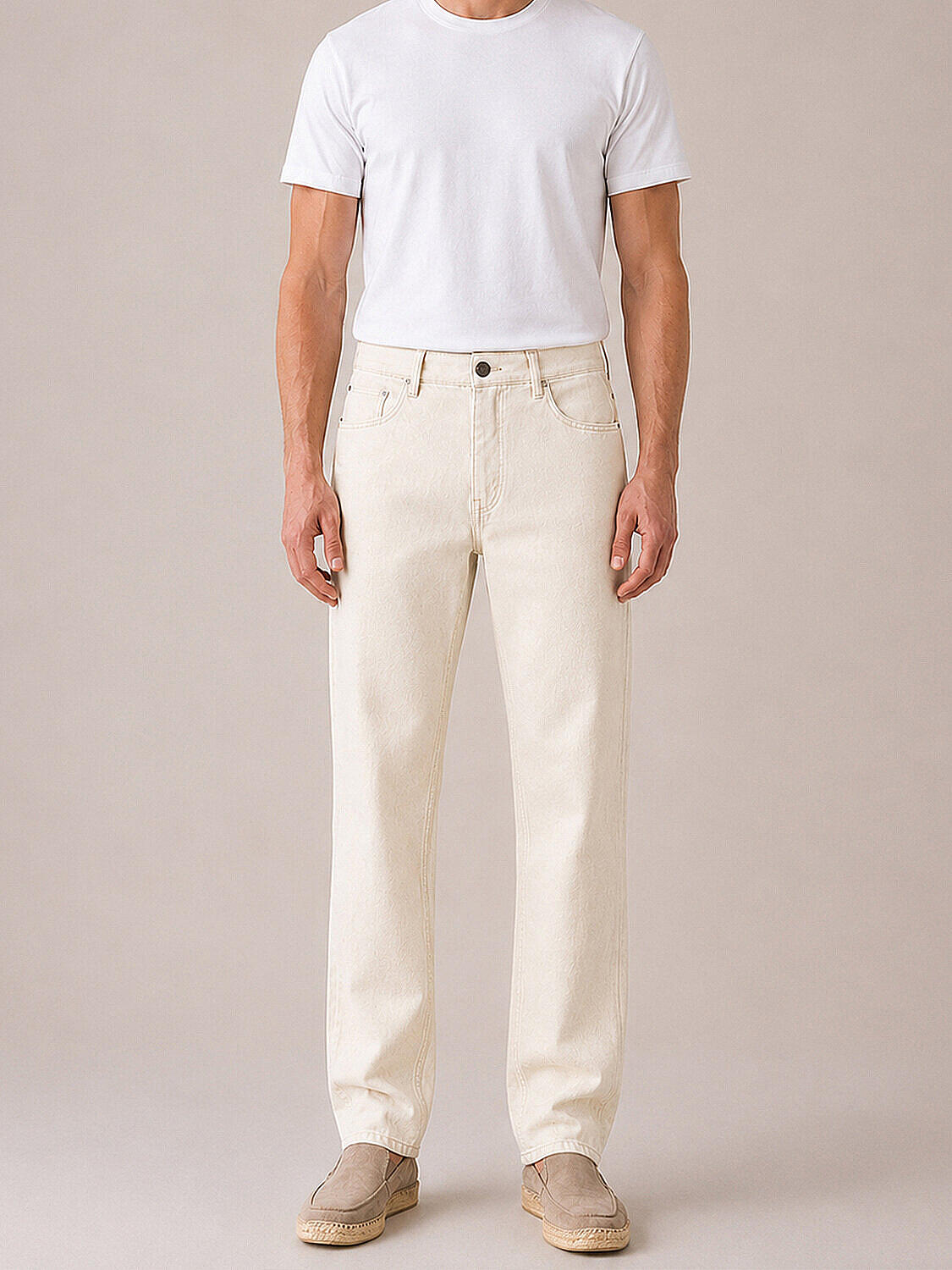 Naturel Keten Karışımlı Regular Fit Pantolon - 1