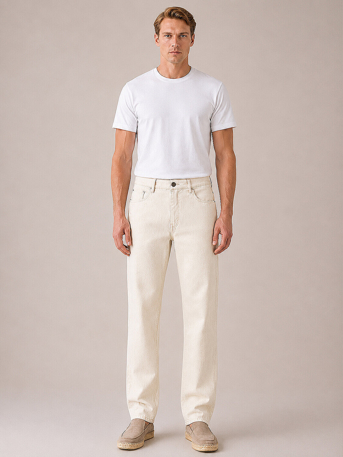 Naturel Keten Karışımlı Regular Fit Pantolon (2)