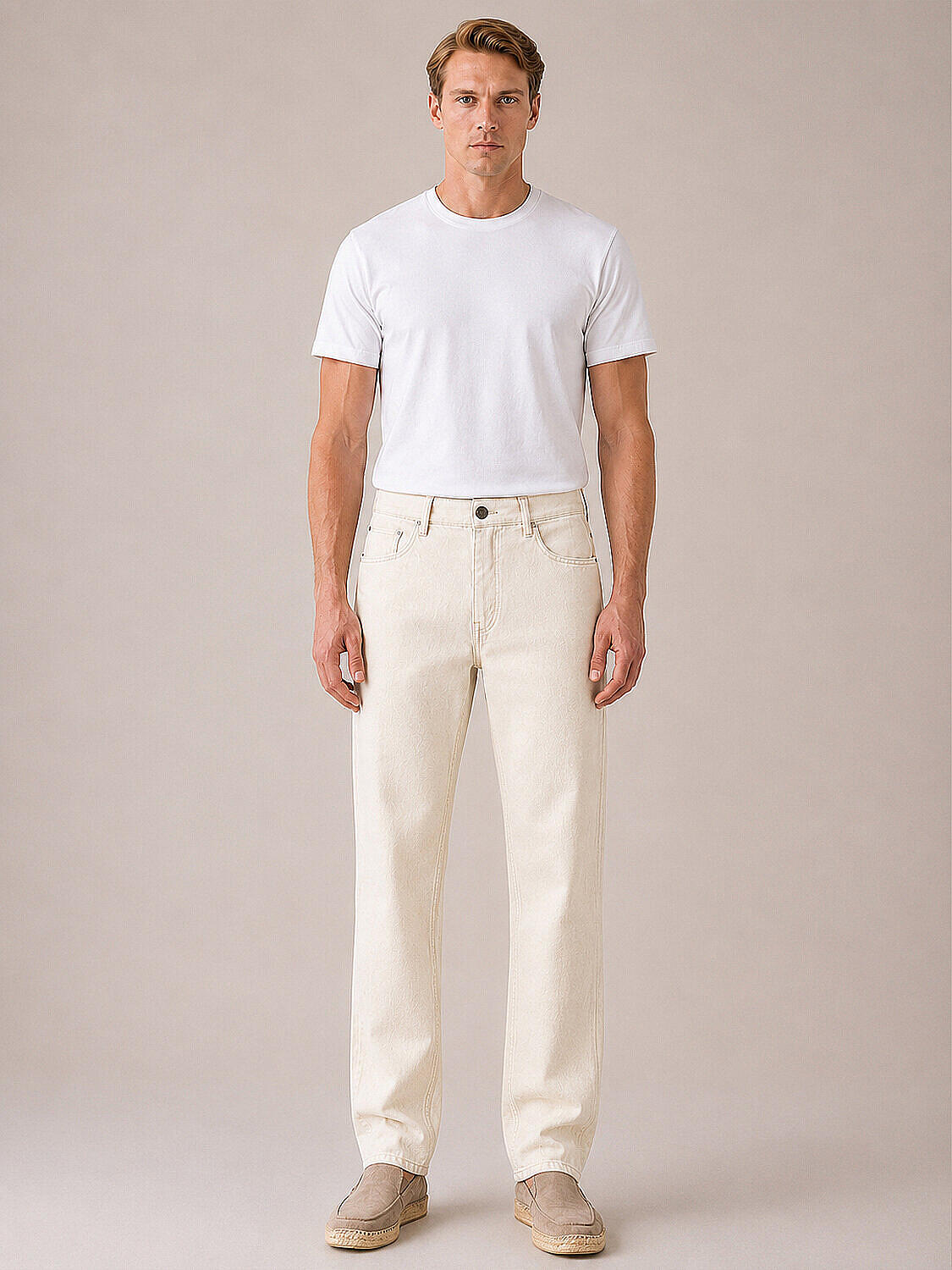 Naturel Keten Karışımlı Regular Fit Pantolon - 2