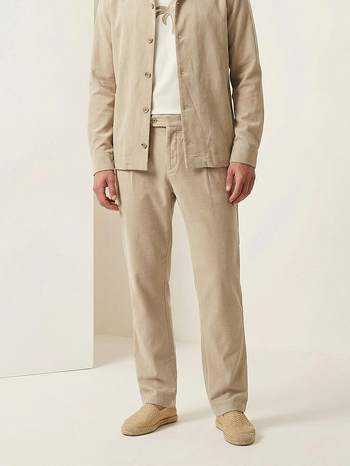 Naturel Keten Karışımlı Regular Fit Pantolon - 1